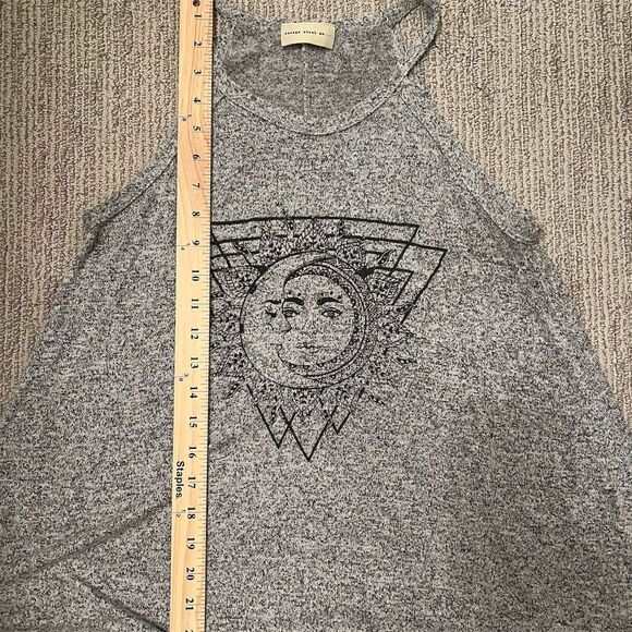 Enough about me Women's Sun & Moon Graphic Sleeveless Tank Top Gray M - Picture 2 of 4